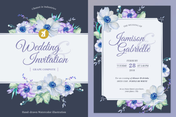 Grape Compote Wedding Invitation Graphic