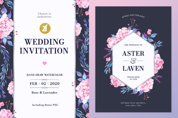 Rose Lavender Wedding Invitation Graphic: A Comprehensive Design Solution
