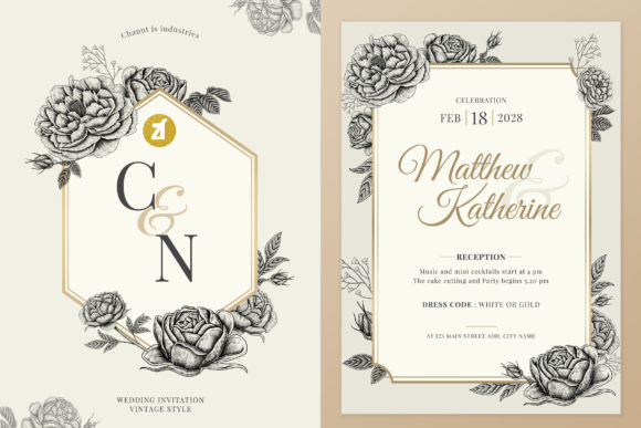 Rose Peony Vintage Wedding Invitation: A Charming Touch for Your Special Day