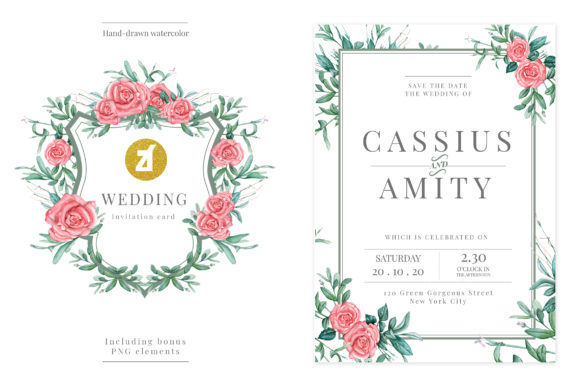 Tea Rose Wedding Invitation Graphic: A Delicate Touch for Your Special Day