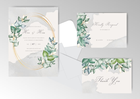 Watercolor Greenery Wedding Card Set: A Beautiful and Customizable Option